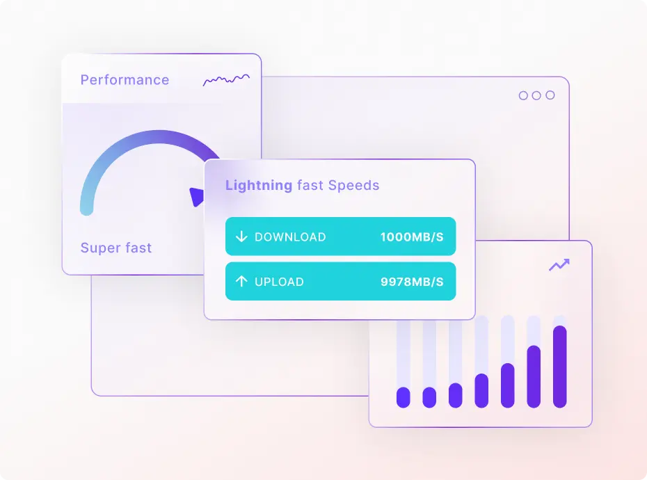 Dedicated server hardware showing AMD EPYC processor, NVMe SSD drives, ECC RAM configuration, and server rack infrastructure