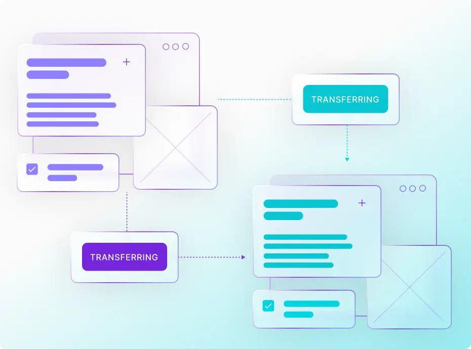 Free Windows hosting migration illustration showing zero-downtime transfer of ASP.NET applications, MSSQL databases, and email from any hosting provider